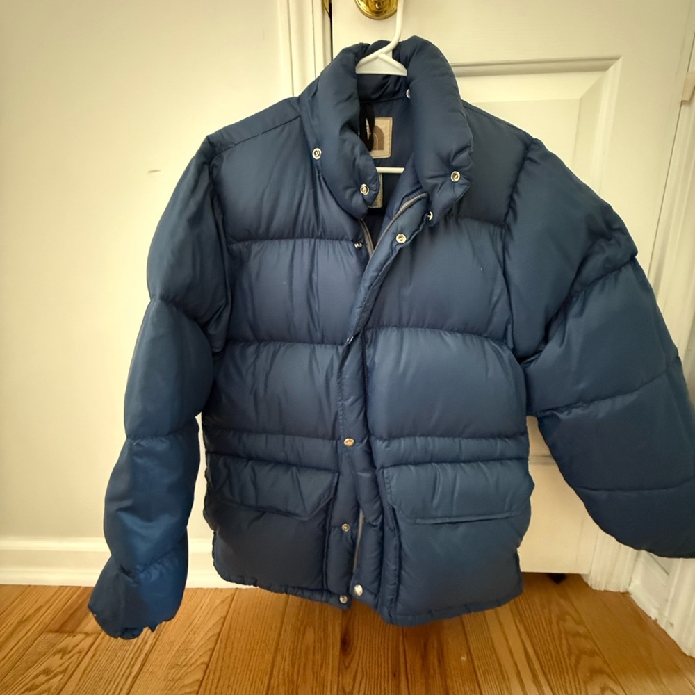 The North Face Vintage 80s Brown Label Down Puffer Jacket - Navy Blue Heavy Coat